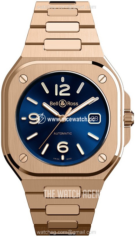 Bell & Ross Br 05 Automatic winding Men's dress watch BR-05-BLUE-GOLD-GOLD-BRACELET