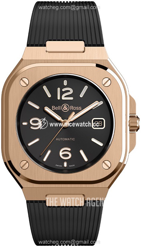 Bell & Ross Br 05 Automatic winding Men's dress watch BR-05-GOLD-RUBBER