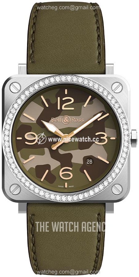 Bell & Ross BR S Quartz Quartz (battery powered) Unisex dress watch BRS-GREEN-CAMO-DIAMONDS