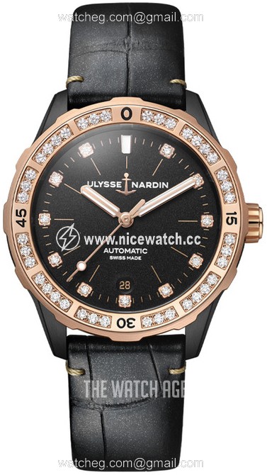 Ulysse Nardin Diver Automatic winding Ladies dress watch 8165-182B-BLACK